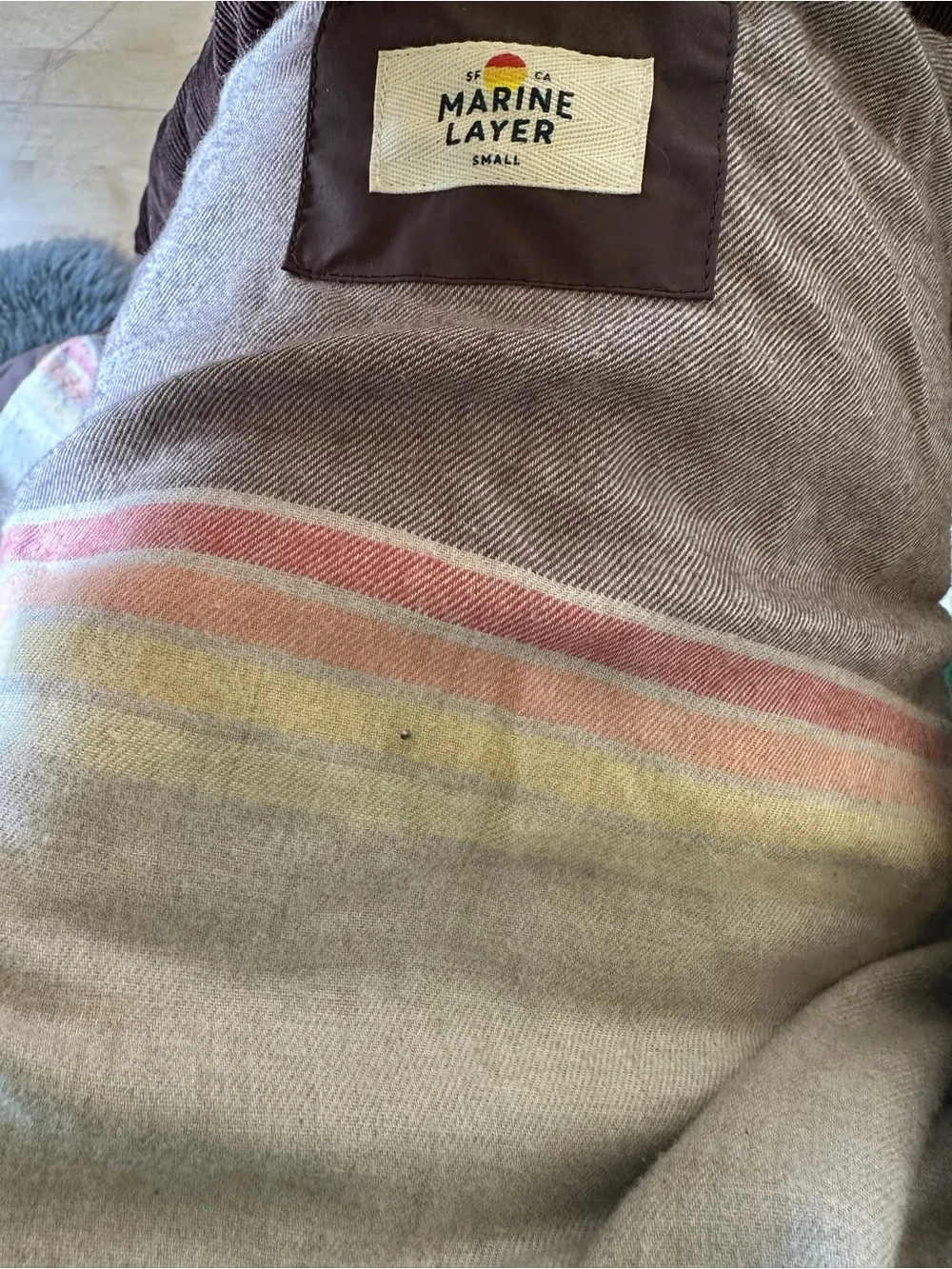 Marine Layer Pantoll Corduroy Vest size S brown puffer down